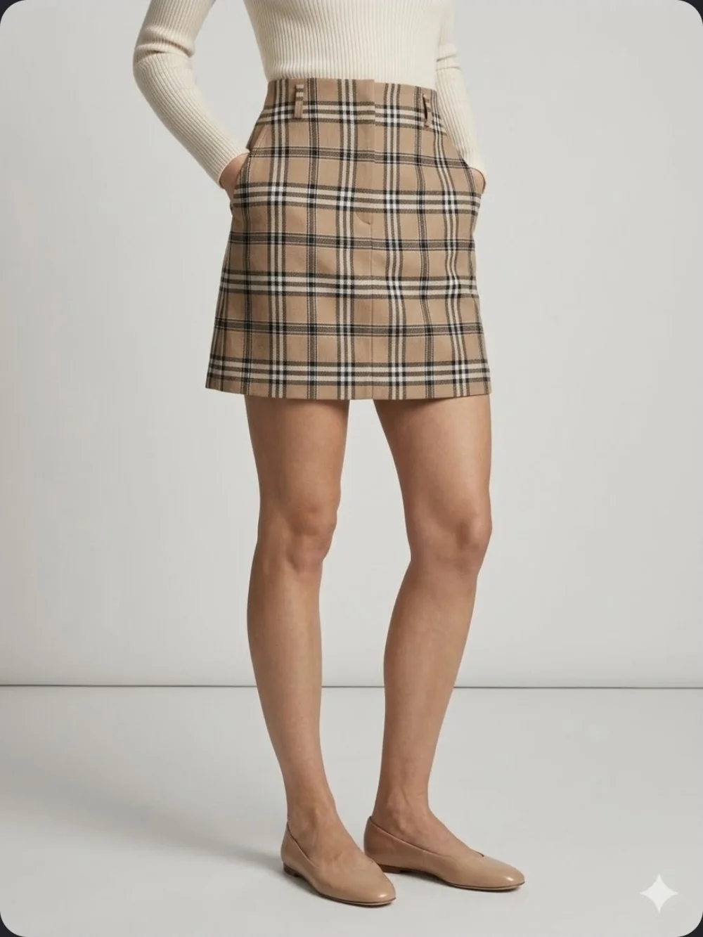 ❤️Sandro NWT! Camel Sunset Wool Blend tartan/plaid mini skirt 🤍Size 2